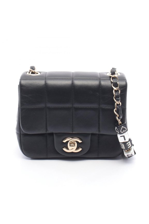 Pre-Owned Chanel Chocolate Bar Mini Flap Shoulder Bag/Handbag, Lambskin Leather, Women's, Black...