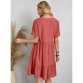 thumbnail image 2 of Women's V-Neck Short Sleeve Dress in 100% Polyester Fabric Desirable Full Size Everyday Style with Easy Care and Comfort, 2 of 18