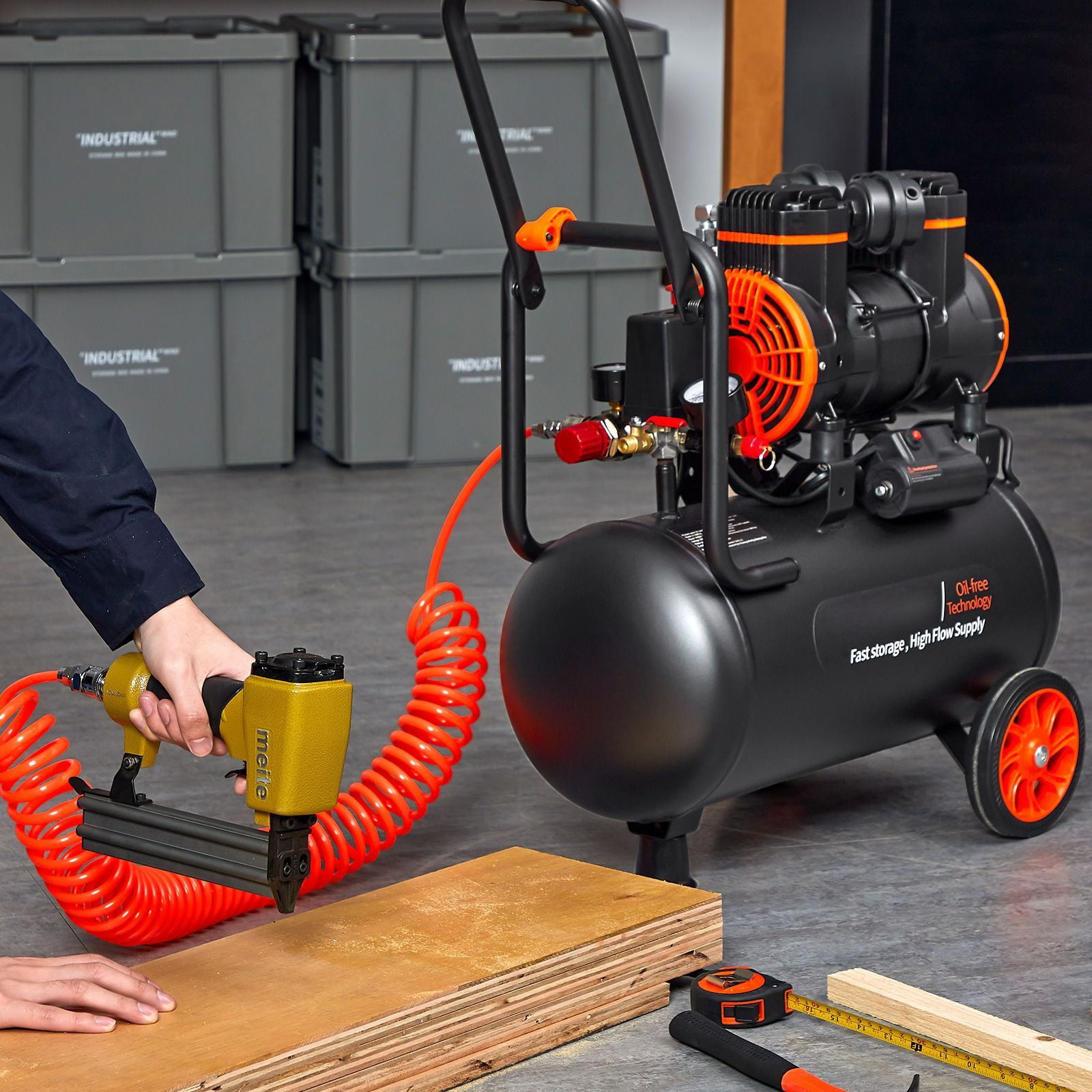 6.3 Gallon Air Compressor, 2 HP 3.35 CFM@90PSI Air Compressors with Max. 116PSI Pressure, Oil Free Compressor Tank for Auto Repair, Tire Inflation, Spray Painting, Woodwork Nailing