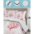 thumbnail image 3 of Full Size Quilt Bedding Set, Coastal Pink Coral Reversible Summer Quilt 3 Pieces, Nautical Ocean Seaside Beach Lightweight Bedspreads Coverlets with 2 Pillow Shams for All Seasons, 3 of 5