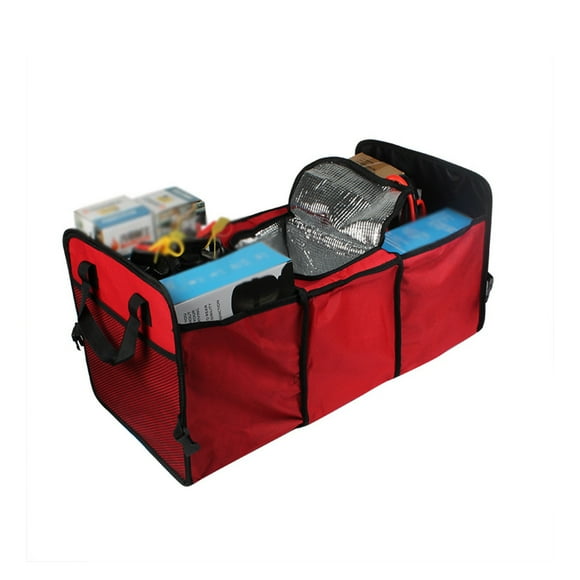Car Trunk Organizer 23.62 in x 12.2 in x 11.02 in Multi Compartment SUV and VAN Storage Bin with 2 Handles and Side Pockets
