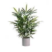 Mainstays 30" Artificial Potted Plant in Green, Bamboo Grey Melamine Pot