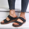 thumbnail image 2 of Anuirheih Women’s Comfortable Open Toe Slip on Wedge Sandals with Arch Support(Black), 2 of 7
