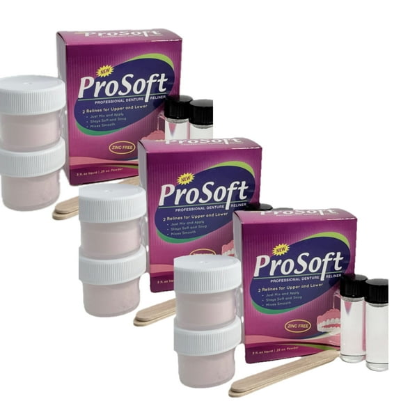 ProSoft Denture Reline Kit (3 Boxes) Exceptional Hold for Loose Dentures