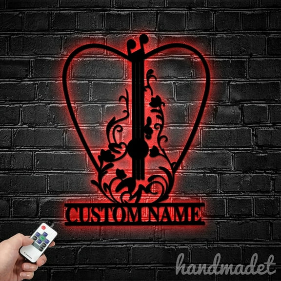 Handmadetneonsign Guitar Pick Metal Wall Art Light, Guitar Pick Metal Sign Wall Decor, Instrument Metal Decor 59466