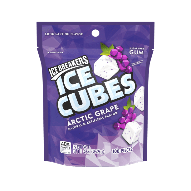 Ice Breakers Ice Cubes, Arctic Grape Gum, 100 Pieces, 8.11 Oz