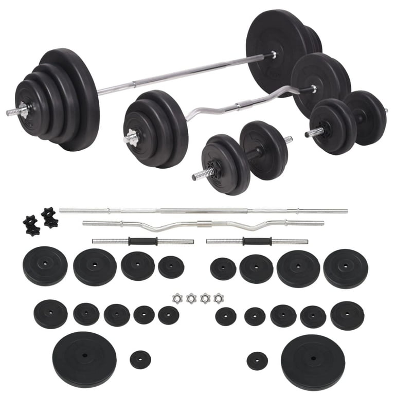 vidaXL Workout Bench with Weight Rack Barbell and Dumbbell Set 264.6 lb Walmart