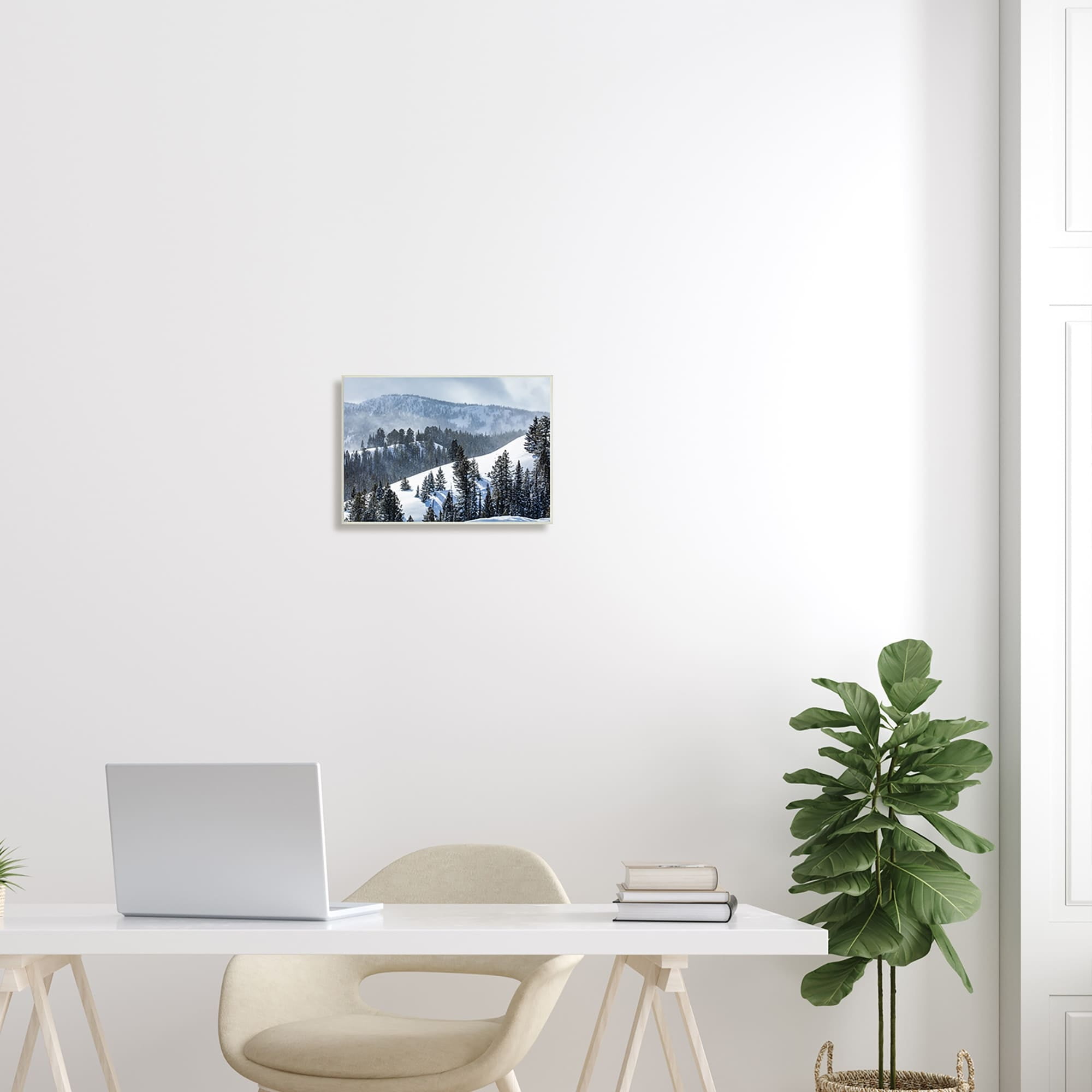 Stupell Industries Quiet Snowy Mountain Slopes Scattered Fir Trees Photograph Unframed Art Print Wall Art, Design by Steve Smith