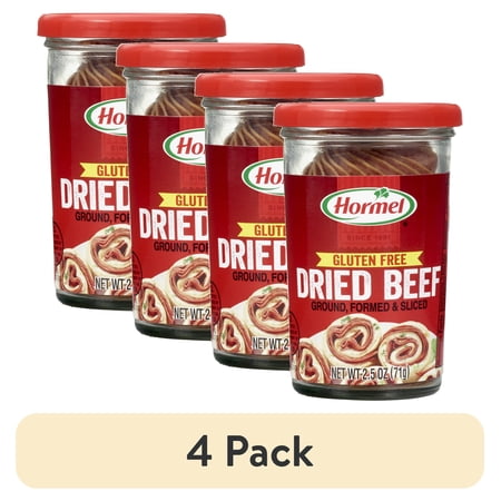 (4 pack) HORMEL Dried Beef, Shelf Stable, 2.5 oz Glass Jar