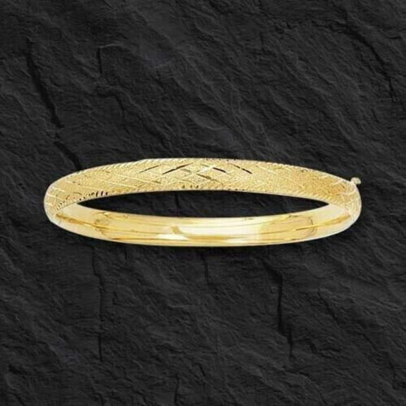 14K Gold Diamond Cut X Bangle