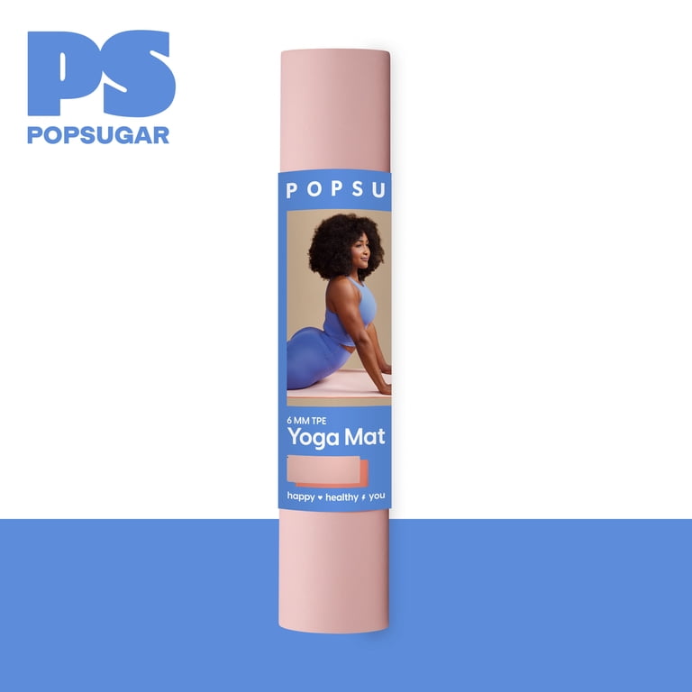 Popsugar 6mm PVC Printed Oval-Stripe Pink Rose Yoga Mat, 24x68