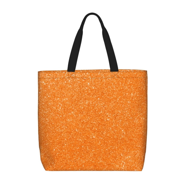 Easygdp Orange Glitter2 Bolsa Tote para Mujer, Bolso de Hombro para Trabajo, Playa, Viajes, Compras y Supermercado