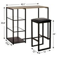 thumbnail image 2 of VECELO Bar Table and Chair Set, Dining Tables with 2 Bar Stools, Kitchen Counter with 3 Tier Storage Shelves, Counter Height Dining Tables & Chairs for Kitchen, Living Room, Black, 2 of 9