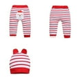 thumbnail image 4 of Coerni My 1st Christmas Christmas Outfits New born Baby Santa Print Long Sleeve Romper Top Striped Pant Hat Clothes Sets, 4 of 8