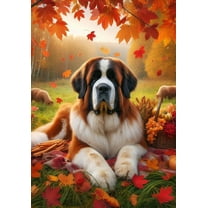 Saint Bernard - Best of Breed DCR Falling Leaves Garden Flag 12" x 17"