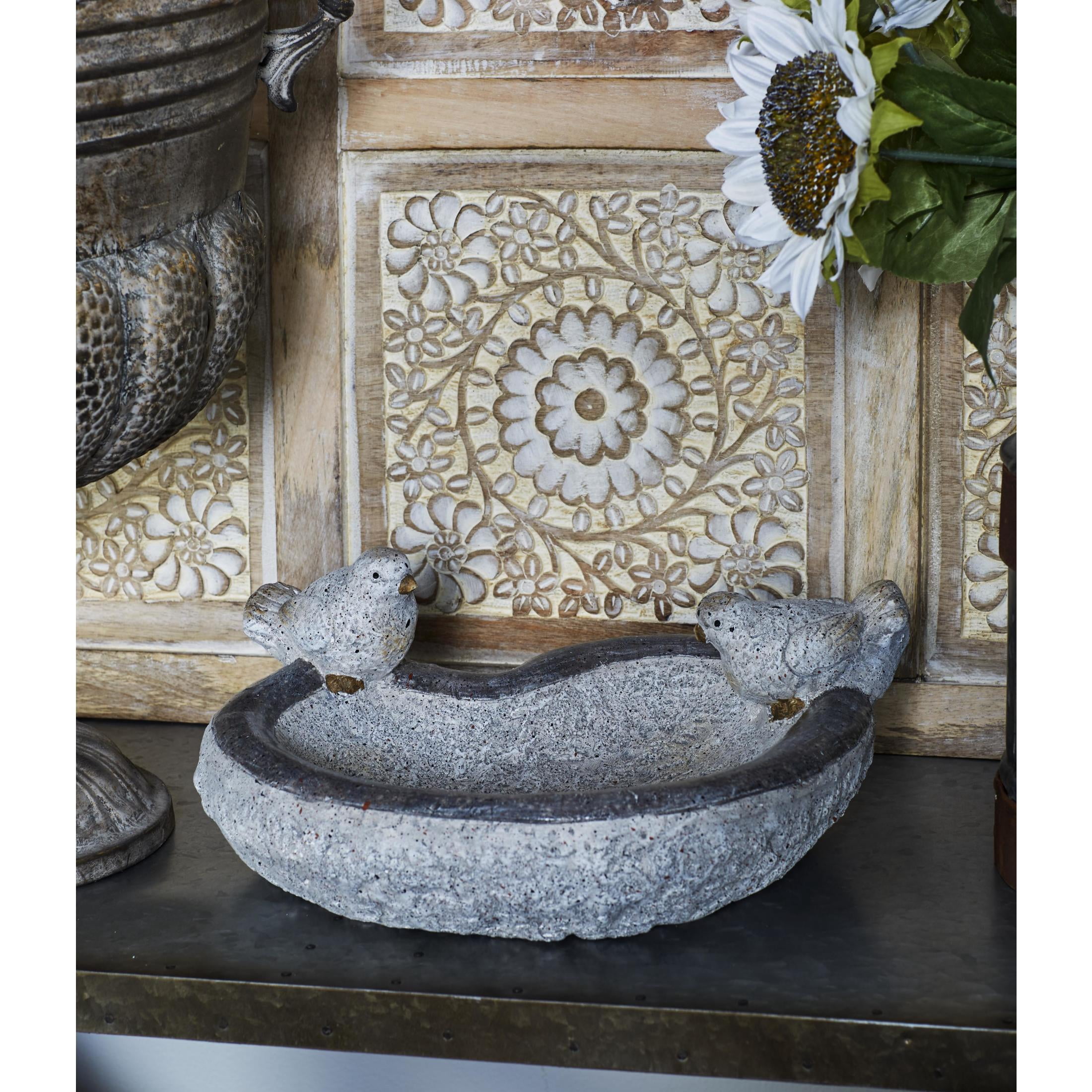 DecMode 6" Indoor Outdoor Bird Garden Sculpture with Bath Bowl