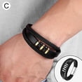 thumbnail image 1 of Punk Style Braided Leather Mens Bracelet Cuff Bangle Wristband Stainless Steel - Yinane Pulseras anchas de puño, 1 of 8