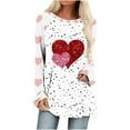 thumbnail image 1 of Diufon Hauts de la Saint-Valentin pour Femmes Manches Longues Col Rond Chandail Chemise Tendance Mignonne Robe Imprimée à Sequins Blouse, 1 of 4