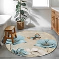 thumbnail image 3 of Round Rug 4Ft Washable Non-Slip, Spring Flowers Circle Area Rugs for Living Room Bedroom, Vintage Rustic Tulips Floral Butterfly Khaki Indoor Floor Mats Carpet Runner for Home Decor Aesthetic, 3 of 8