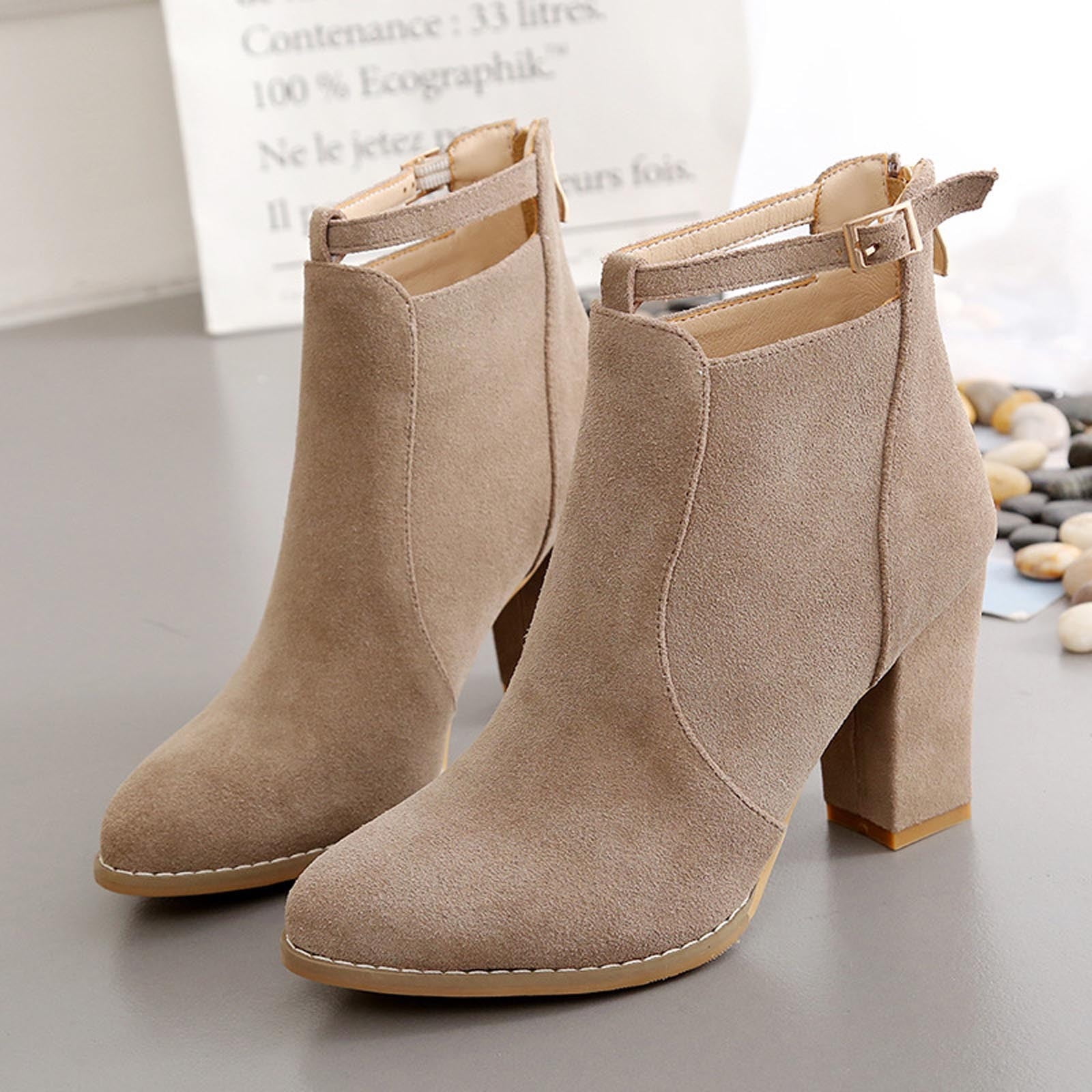 Herrnalise Women's High Heel Ankle Boots with Buckle Herrnalise Women's High Heel Ankle Boots with Buckle