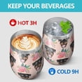 thumbnail image 4 of 12oz Stemless Wine Tumblers Rottweiler and Pioneer Flower Vacuum Insulated Stainless Steel Travel Tumbler Cups Mug with Lid and Straw for Champaign,Cocktail,Beer with Cleaning Brush, 4 of 5