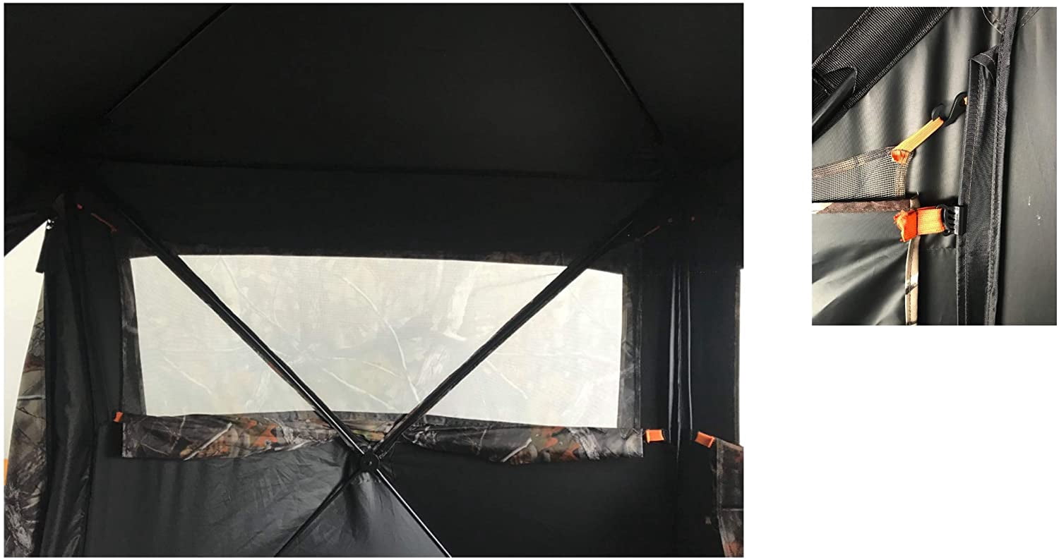 THUNDERBAY Gobbler Lodge 5-Side Hunting Blind 4 Person Ground Blind for Deer Hunting 300D Camouflage Pop up Quick Set Deer Blind