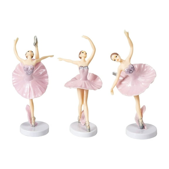 XIANXIAN 3PC Ballet Girl Cake Topper - Dancing Ballerina Girl Figurine Cake Decorations Pink Cake Toppers for Ballet Girl Baby Shower Birthday Party Wedding Decoration