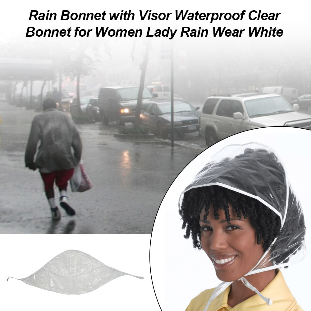 SATINIOR 12 Piece Rain Bonnet with Visor Waterproof Clear Bonnet for Women Lady Rain Wear
