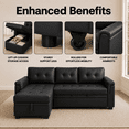 thumbnail image 5 of Naomi Home Laura Modern L-Shaped Air Leather Sleeper and Storage Sectional Sofa, Black, 5 of 9