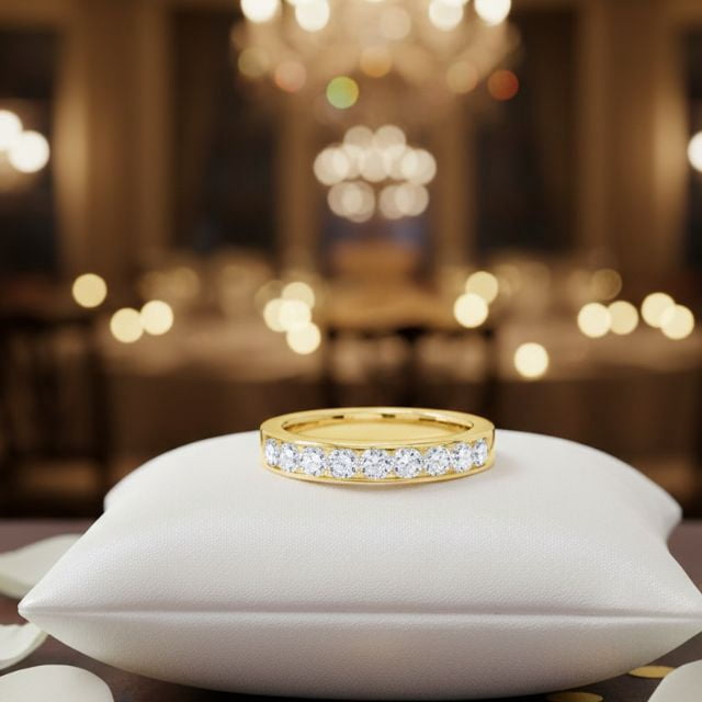 Mauli Jewels 1 Carat White Diamond Engagement Ring for Women – Wedding Band in 14K Solid Yellow Gold
