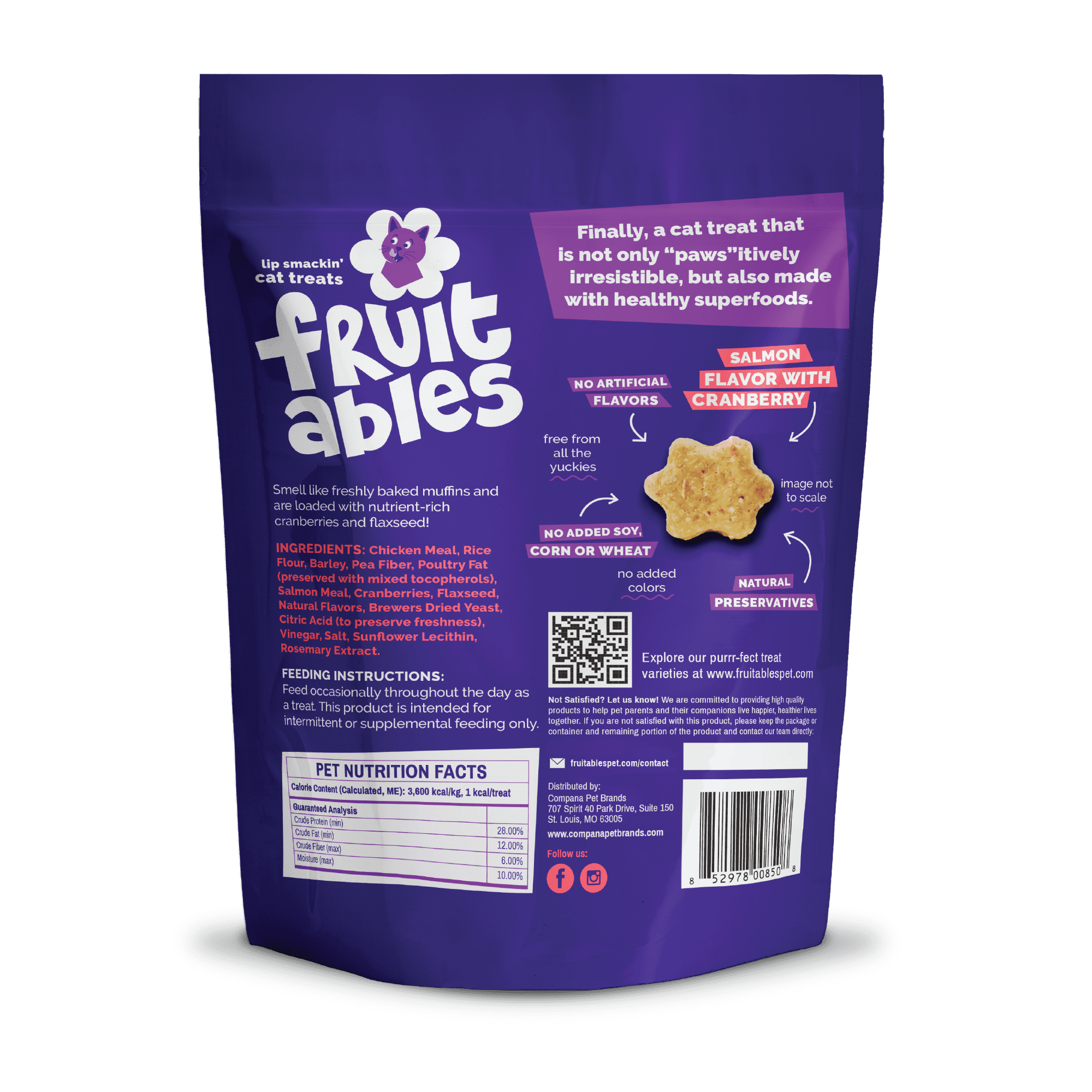 Fruitables Salmon and Cranberry Cat Treats - 30 Ounces