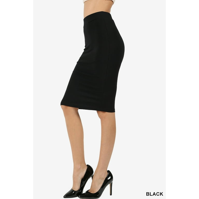 Black knit shop skirt knee length