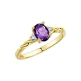 thumbnail image 5 of RYLOS Rings for Women 14K Gold Plated Silver Classic Style Birthstone Ring 7X5MM Oval Gemstone & Diamonds February Amethyst Jewelry for Women Size 10, 5 of 7