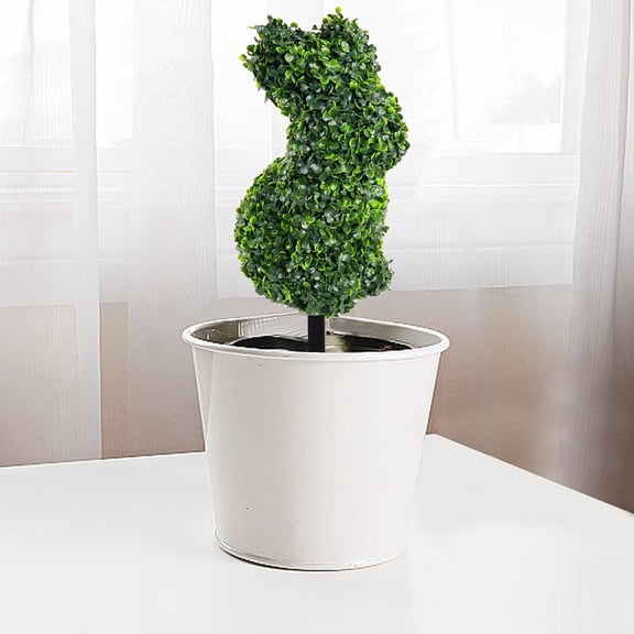 Bunny Topiary Outdoor, Artificial Bunny Shaped Topiary Tree Pot Fake Easter Bunnies Plant, Easter Rabbit Boxwood Topiaries Plant for Garden Front Porch Home Decor