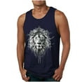 thumbnail image 2 of Nfurl Mens Tank Tops Big and Tall Muscle Workout Shirt Funny Lion Animal Graphic Shirts Gym Workout Running Bodybuilding Tshirts Athletic Sleeveless Summer Tees, 2 of 4