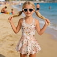 thumbnail image 3 of Uourmeti Vintage Hummingbird & Dried Floral Print Girls One Piece Swim Dress - Sleeveless Skirted Bathing Suit with Built-in Liner, Quick Dry for Beach & Pool, 3 of 8
