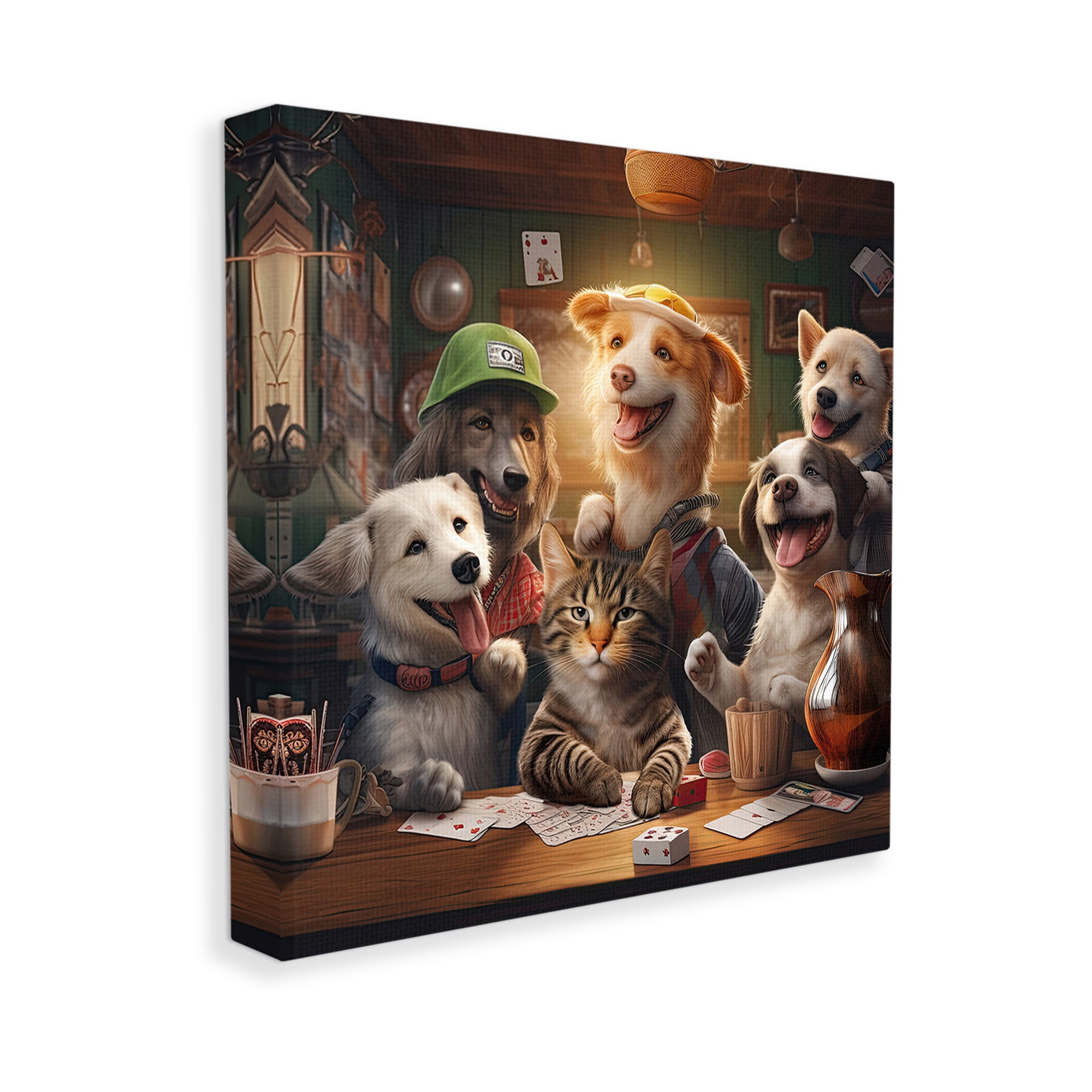 Stupell Industries Animals Playing Card Games Animals & Insects Painting Gallery Wrapped Canvas Art Print Wall Art, 24 x 24