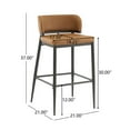 thumbnail image 3 of Christopher Knight Home Industrial 30“ Leathaire Upholstered Bar Stools, Metal Frame, Brown, 3 of 10