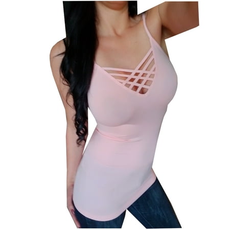 - Kaylee_xo Sexy Women's Criss Cross Caged Strappy Long Tank Top Cami Shirt