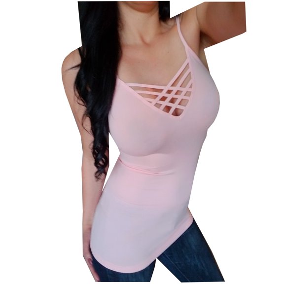 Kaylee_xo Sexy Women's Criss Cross Caged Strappy Long Tank Top Cami Shirt