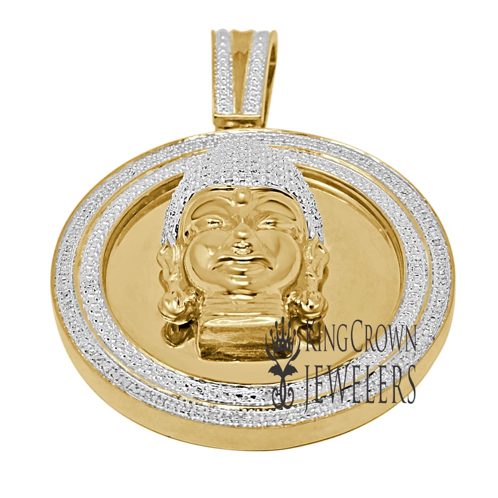 Details about   Real Diamonds Buddha Head Round Pendant 10K White Gold Finish Pave Charm 2.25'' 