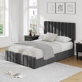 thumbnail image 2 of FULL size Vertical Soft-Covered Plastic Drawer Bed, Adjustable Height Headboard, Large Bed Frame with Storage Space,  Gray Bed Frame with Drawers, 2 of 8