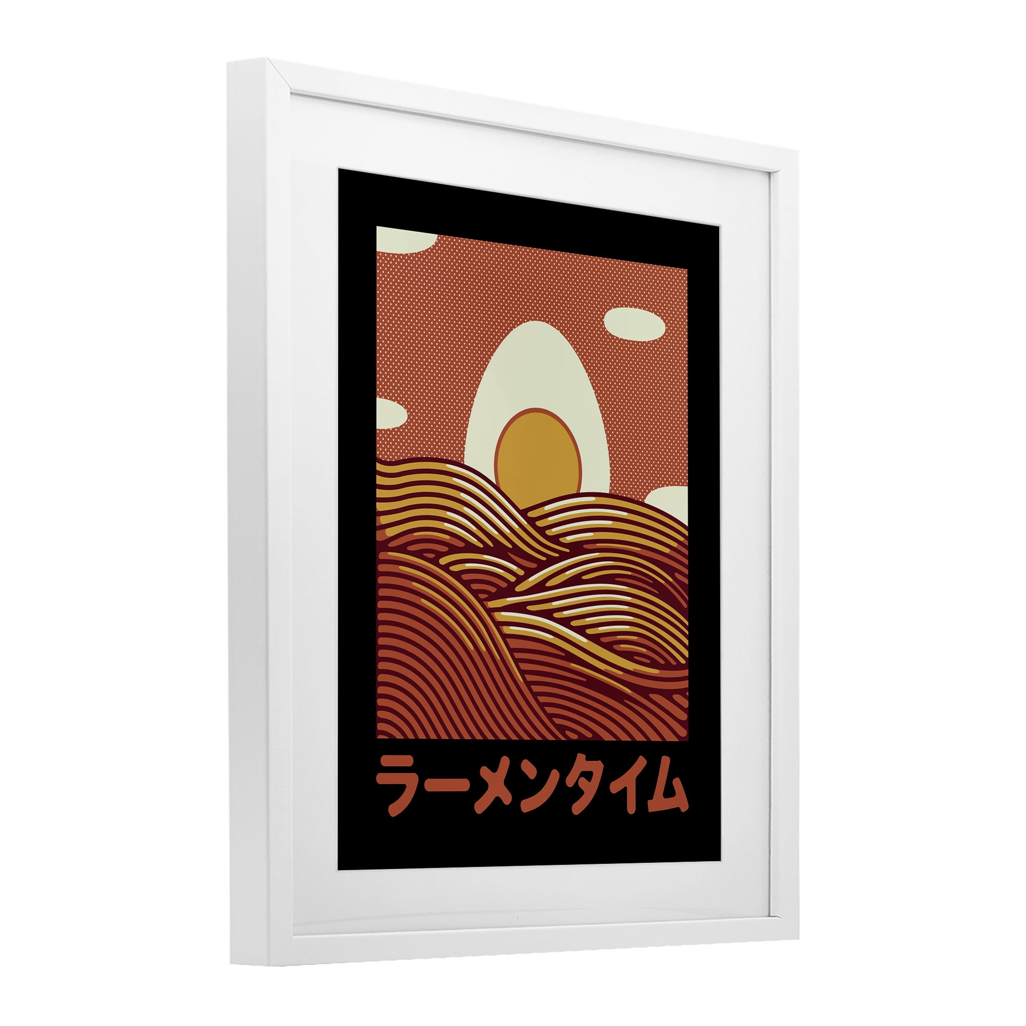 Stupell Industries Minimalist Egg & Ramen Sunset White Framed Print Under Glass, design by Tobe Fonseca
