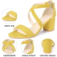 thumbnail image 3 of BLISSFUL STEP Women's Solid Color Open Toe Cross Strap Mid Chunky Heel Sandals, 3 of 7