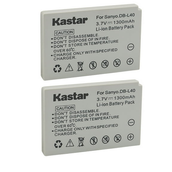 Kastar Battery 2-Pack Replacement for Sanyo DB-L40 DB-L40AU Battery, Sanyo Xacti DMX-HD800 Xacti VPC-HD1 Xacti VPC-HD1A Xacti VPC-HD2 Xacti VPC-HD2A Xacti VPC-HD700 Xacti VPC-HD800 Camera