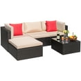 thumbnail image 3 of Devoko 5 Pieces Patio Sectional Set Outdoor Wicker Rattan Conversation Sofa, Beige, 3 of 9