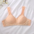 thumbnail image 4 of Bigersell Underwear Sets for Women Bra and Panty Set Front Snap Bra Closure Full-Coverage Soft Bra Wire-Free Bra Style Wireless Bras no Underwire Bras Sets Padded Push-up Bra Full Figure Bra Beige 36, 4 of 5