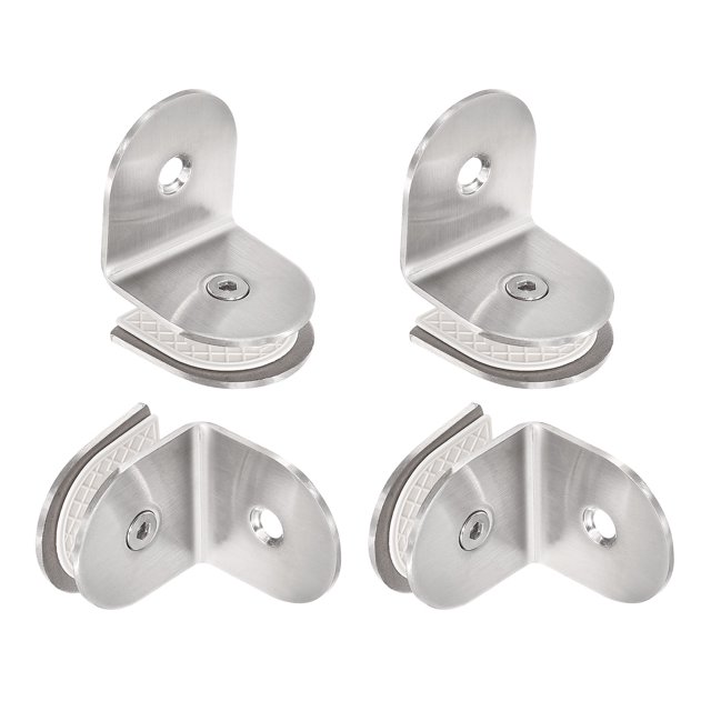 Abrazadera de vidrio redonda Unique Bargains 4uds Ajustable 8-12mm Grosor 90 Grados Único Lateral Soporte Clip para Ducha Puerta