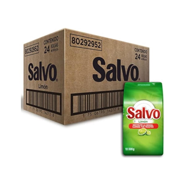 Pack de 24 Lavatrastes en Polvo Salvo Limón de 500 gr Salvo Limón de 500 gr
