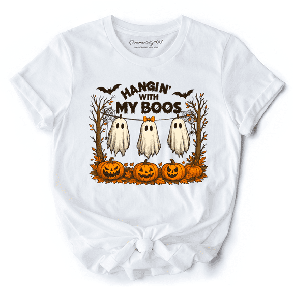 Hanging with My Boos Ghost T-Shirt, Funny Halloween Spooky Season Tee